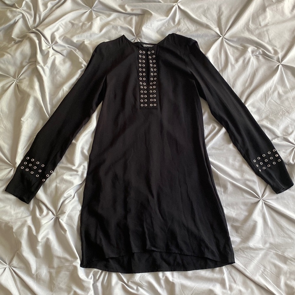 Grommet embellished shift dress from Express.
